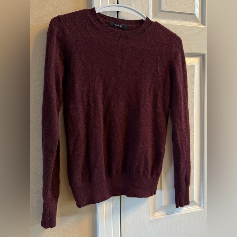 Quince Women’s Mongolian Cashmere Crewneck Sweater in Rich Burgundy Size XS